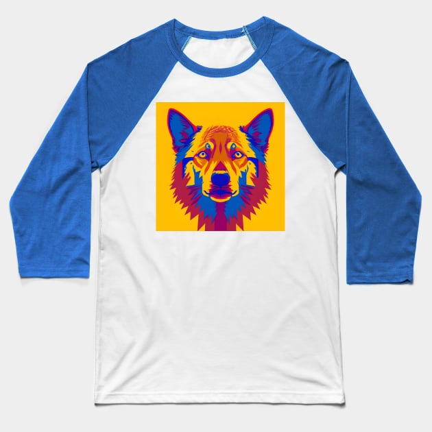 Pop Art Wolf Face Baseball T-Shirt by Chance Two Designs